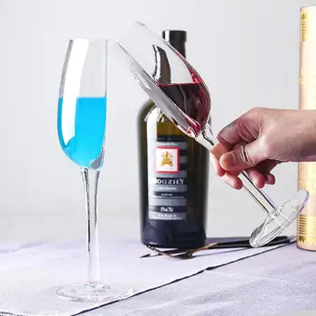 creative pahar de vin 140ml Jumătate de forma de Cristal Pahare de Sticlă cu Tulpina Portabil Vin, Cani pentru Petrecerea de Ziua Tacamuri Cadou de Crăciun 0