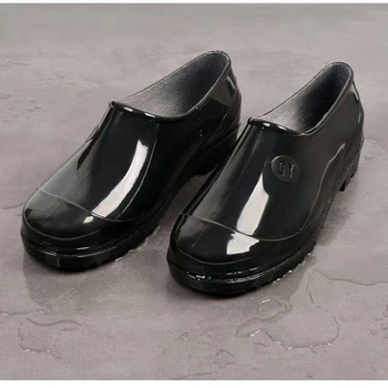 Barbati Cizme de Ploaie Tub Scurt Cizme de Ploaie Femei Pantofi de Apa Bucatarie Pantofi de Cauciuc Negru din PVC rezistent la apa forței de Muncă de Asigurare Pantofi de Lucru 0