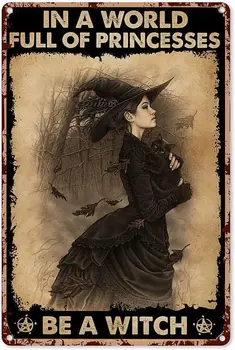 O Vrăjitoare într-O Lume Plină de Prințese Poster Vintage din Metal Semn Placa de Metal Cave Bar, Pub, Club de Perete Acasă