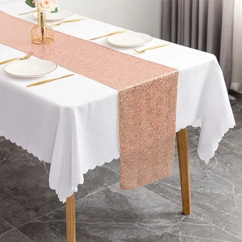 Sclipici paiete roz benzii de rulare de aur față de masă pentru primirea Eveniment Consumabile decoratiuni de nunta pentru ziua de naștere și barza față de masă