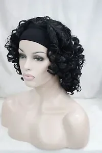 Frumos, drăguț 3/4 peruca cu bentita negru buclat femei' scurt sintetice jumătate peruca 0